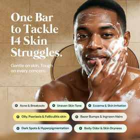It's Pure Natural soap beside unrefined shea butter illustrating natural ingredient nourishment
