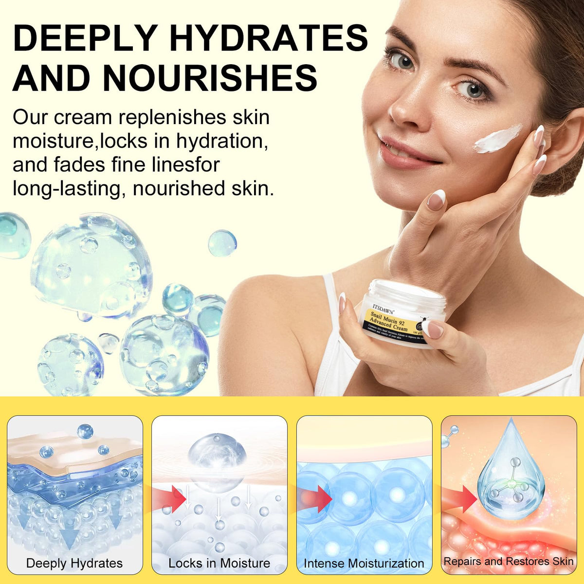 ITSDAWN cream texture close-up highlighting smooth hydrating finish