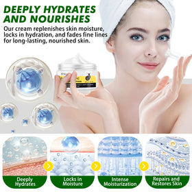 ITSDAWN open jar showing creamy texture and sheen, conveys fast absorption