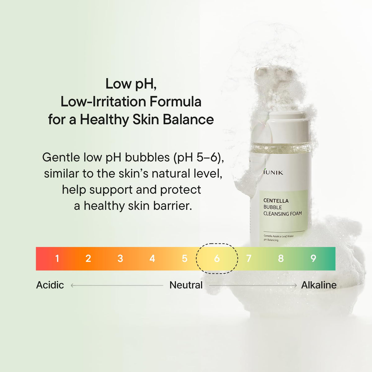 IUNIK bottle label detail highlighting Centella concentration benefits