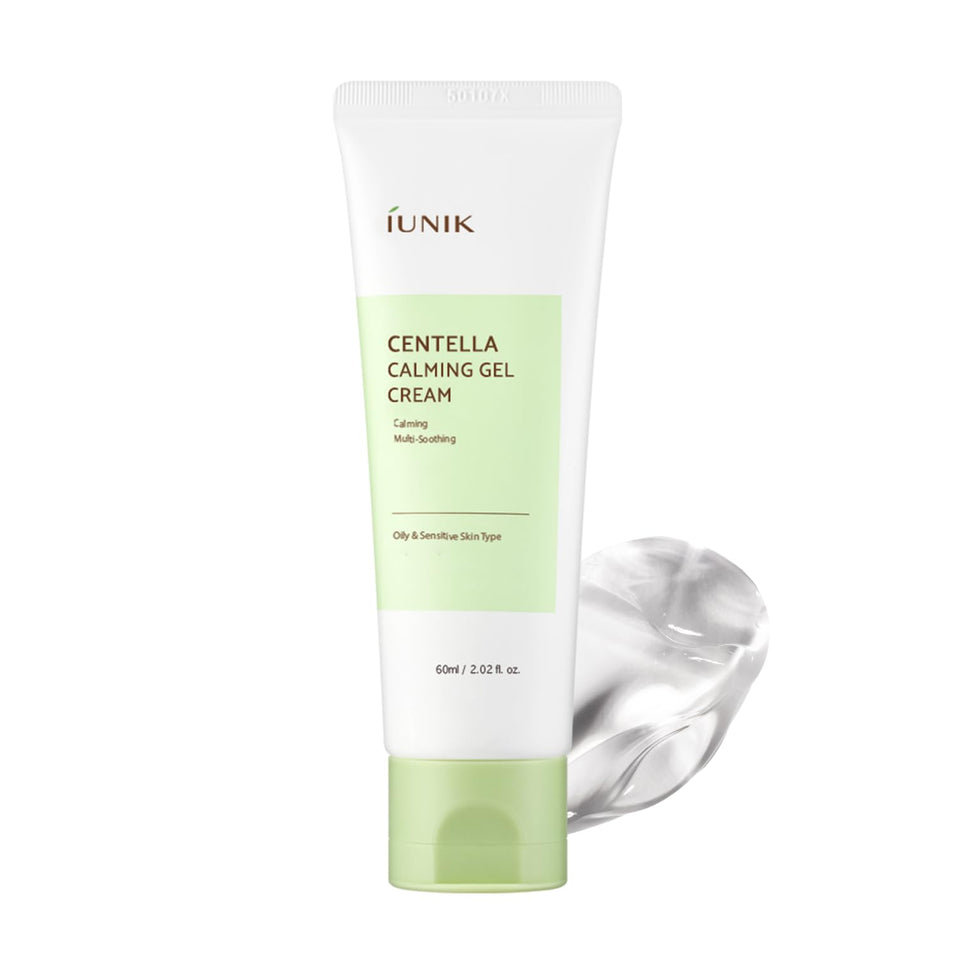 IUNIK Centella calming gel cream jar front view showing clean packaging and soothing benefit