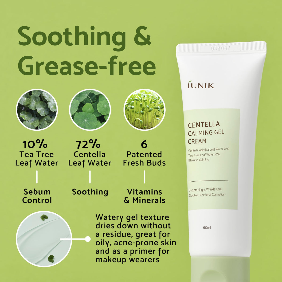 IUNIK centella leaves visual emphasizing natural soothing extract