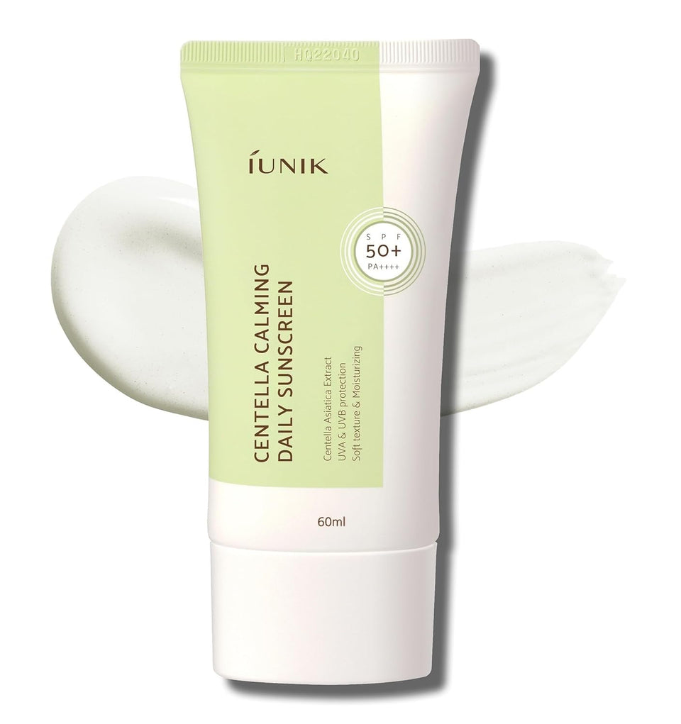 IUNIK front packaging showing SPF50+ protection and product benefits