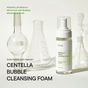 IUNIK close-up of creamy foam texture for gentle cleansing