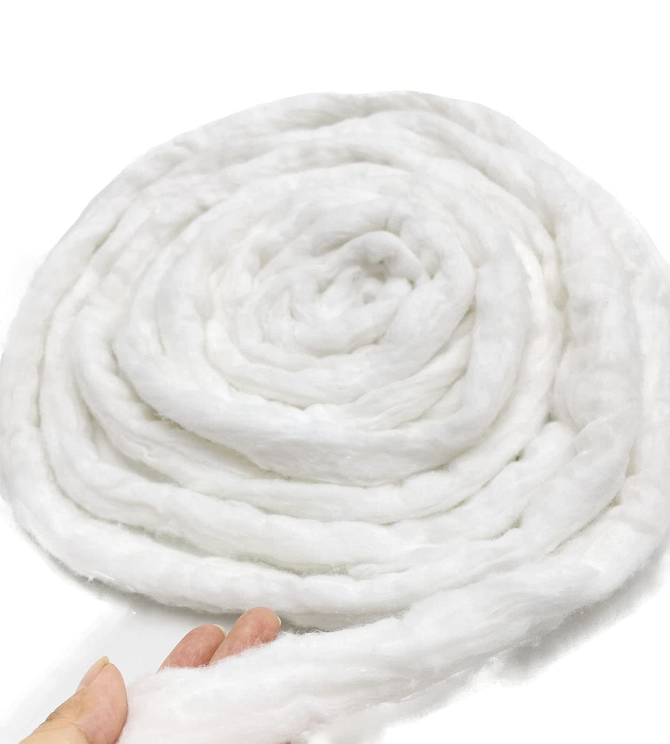 Ivie cotton coil front view showing pure white roll and compact packaging benefit