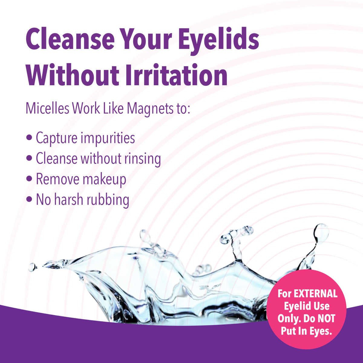 iVIZIA being applied on eyelid with cotton pad for gentle makeup removal