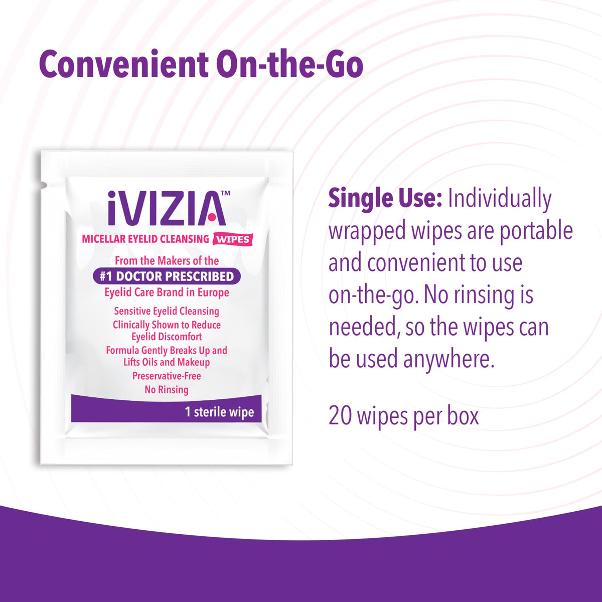iVIZIA wipe held in hand to show size and portability for travel and on-the-go use