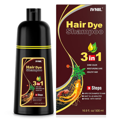 Ivnil front bottle brown shampoo showing label and easy at-home tinting benefit