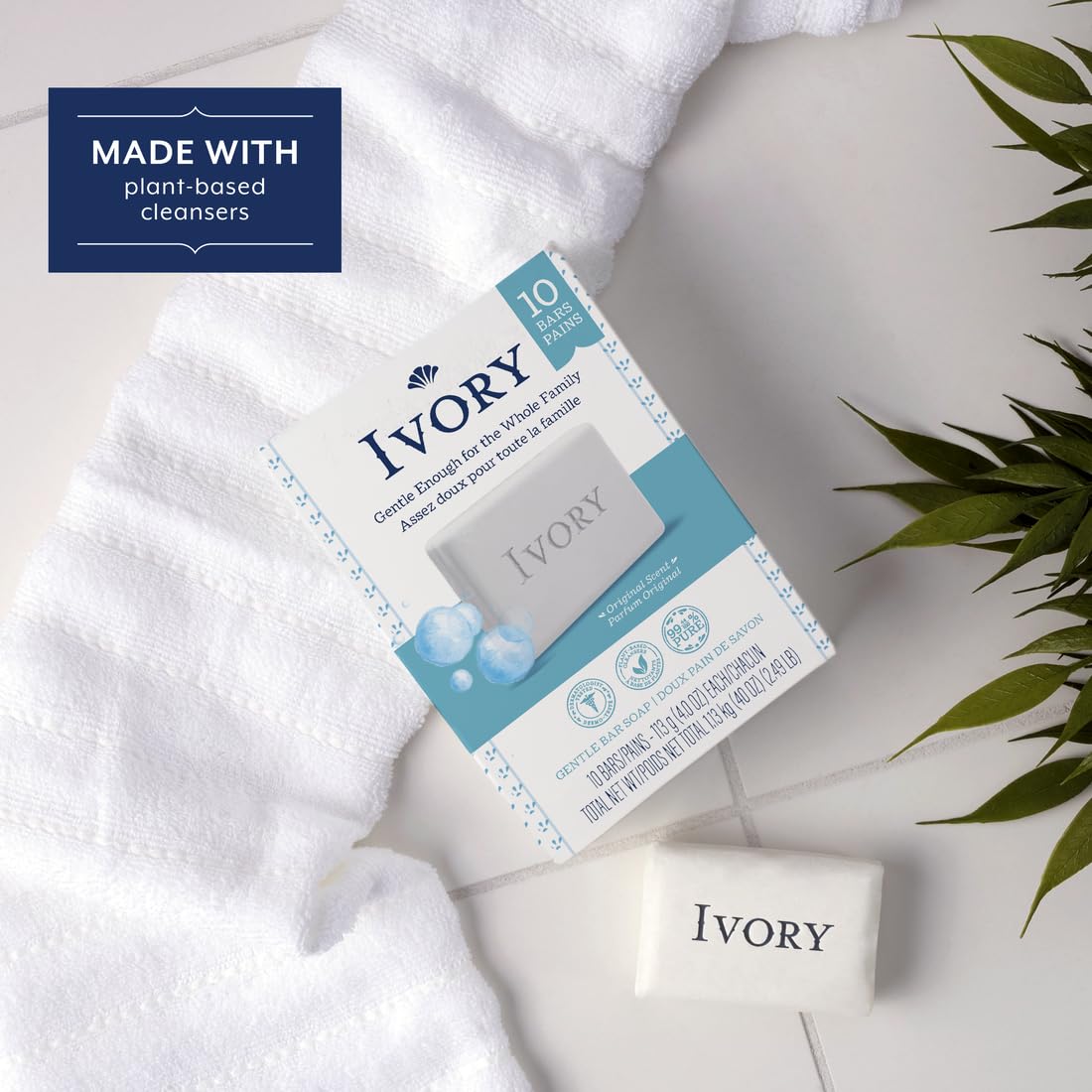 Ivory ingredient label close-up showing simple, dye-free formulation