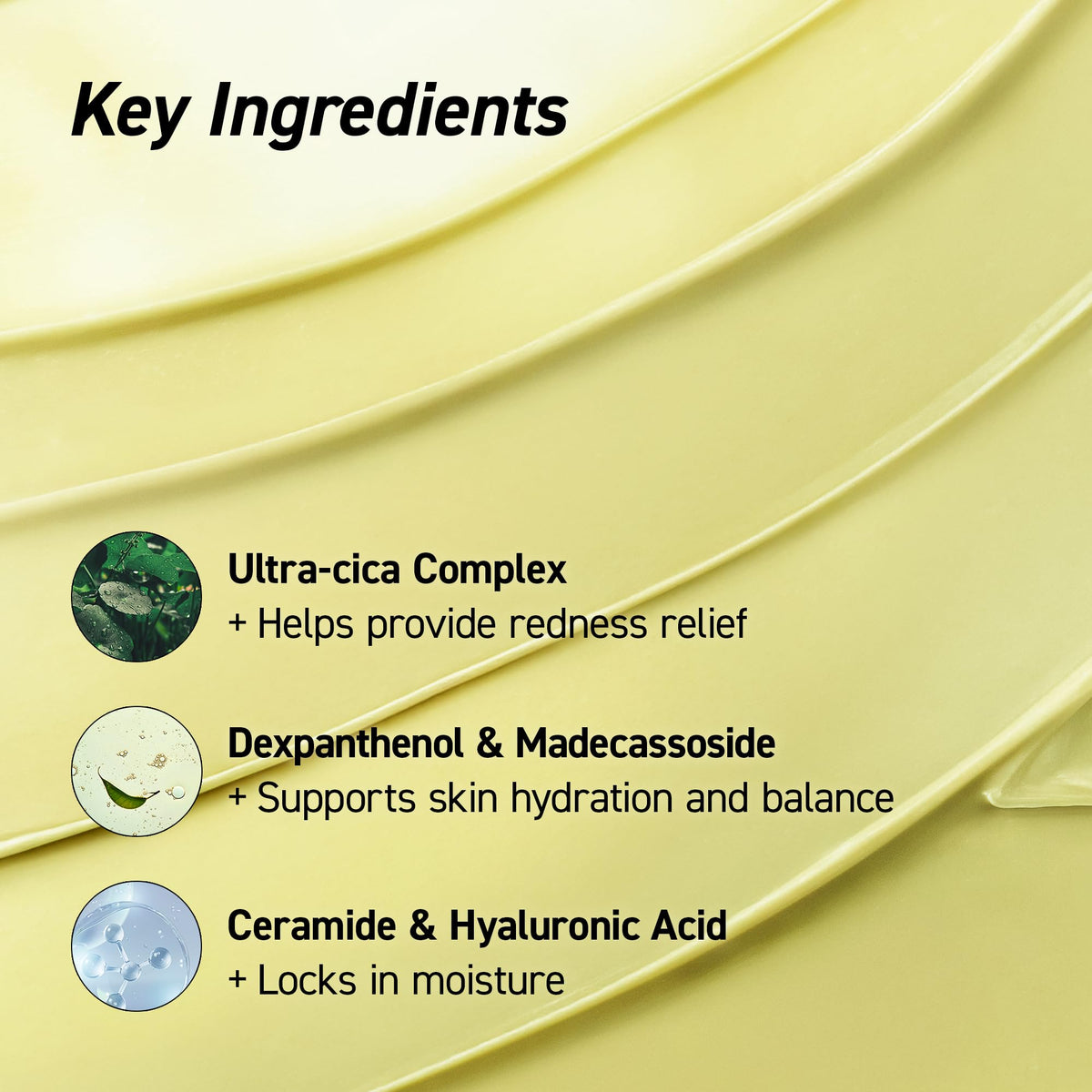 IVOSKIN ingredient flatlay with Centella and aloe, emphasizing calming benefits