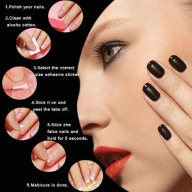 Ivtor step-by-step nail application with tab placement and press