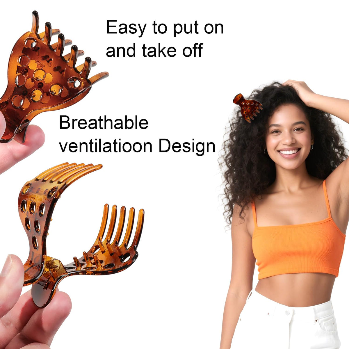 Ivyu clips holding curly hair to create volume and shape benefit
