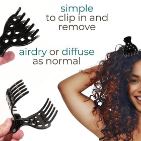 Ivyu clips placed in curly hair adding visible volume at roots