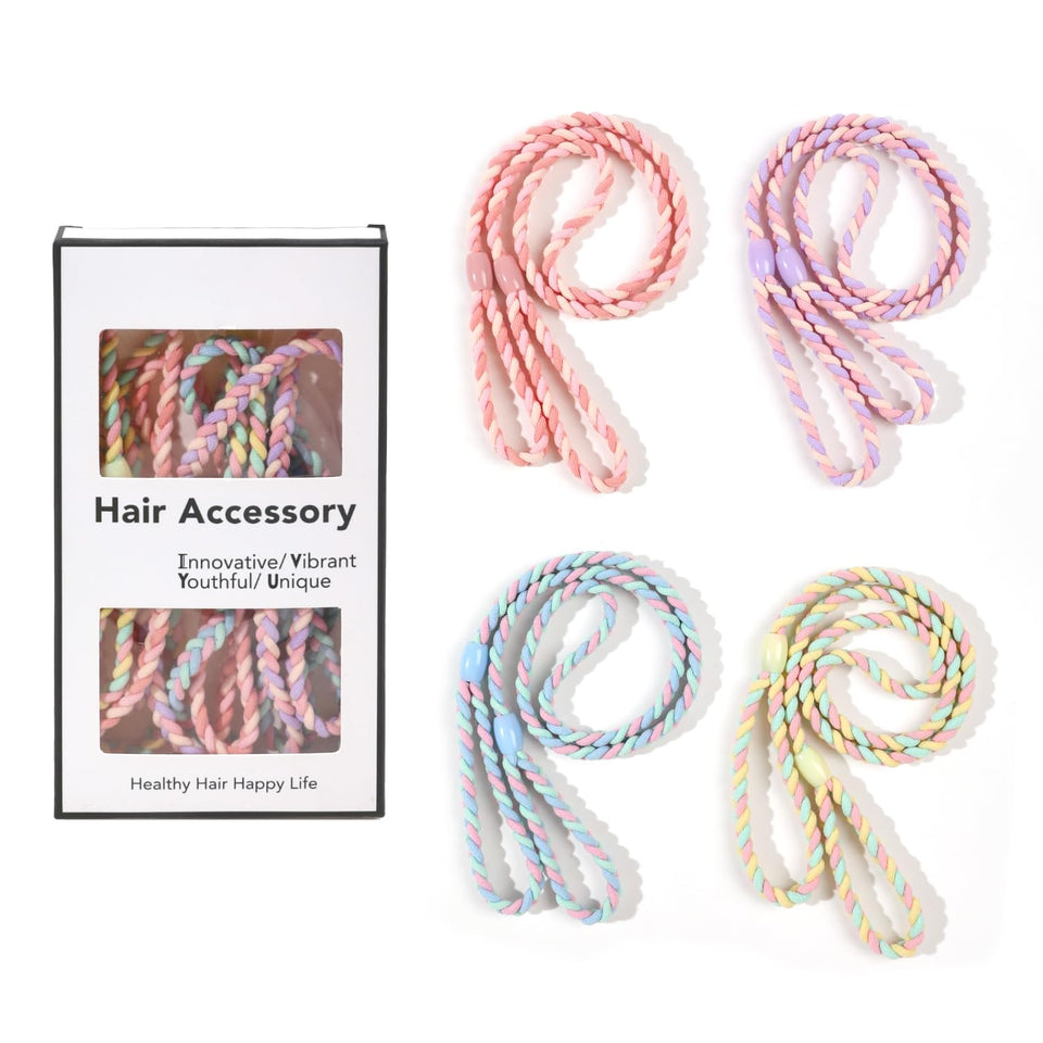 Ivyu front pack showing four braided sport hair ties and color options
