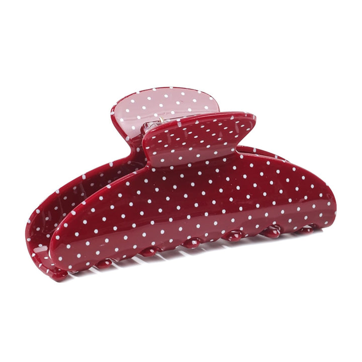 Ivyu front view red polka dot clip shows glossy finish and style benefit