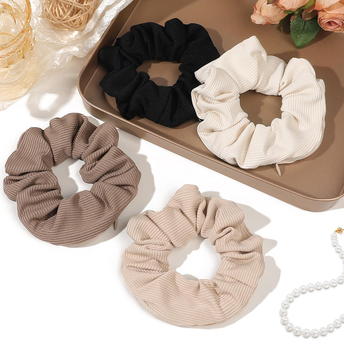 Ivyu scrunchie in a high ponytail giving secure hold without slip
