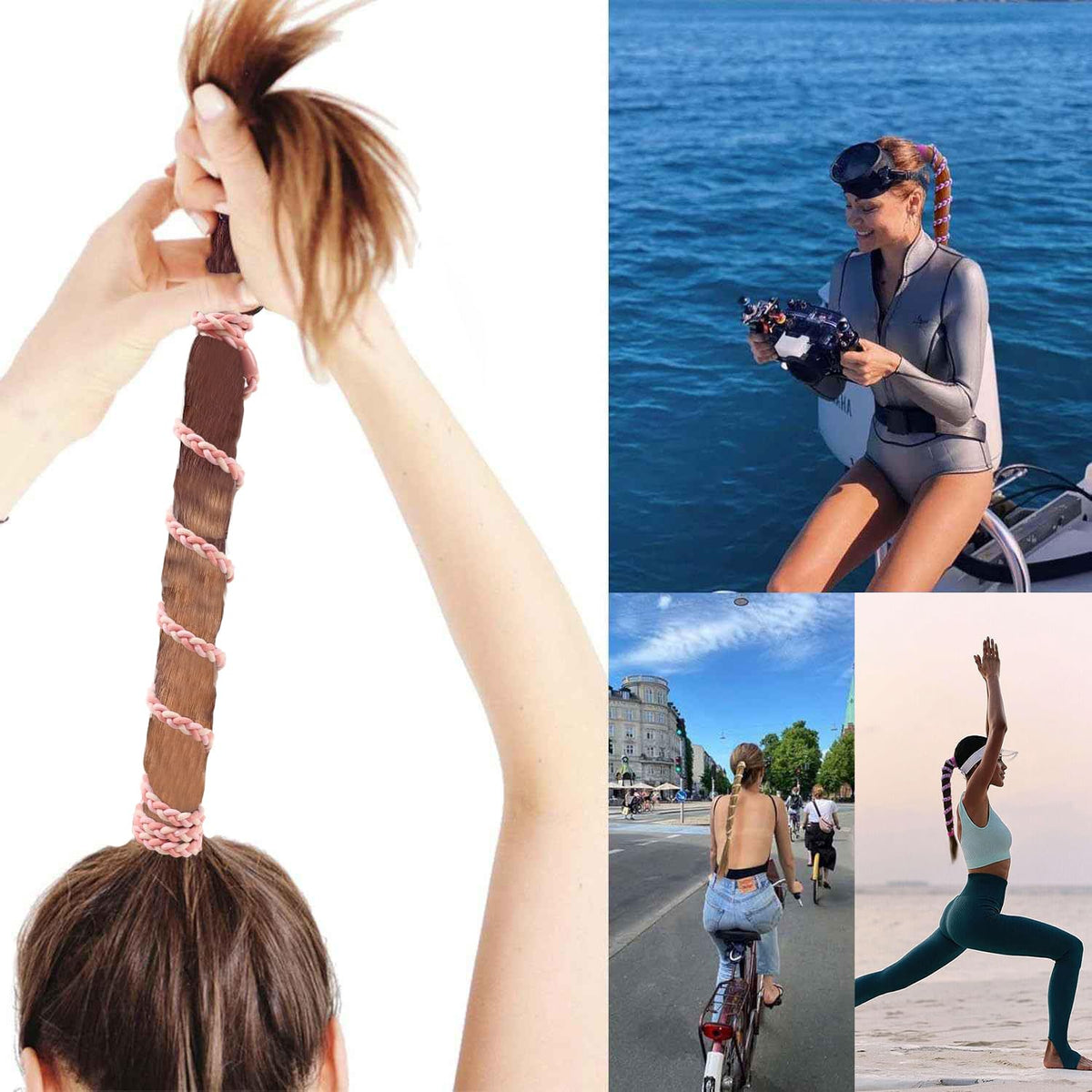Ivyu hair tie used while gardening keeping hair out of face