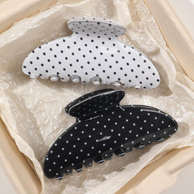 Ivyu polka dot clip close texture highlighting polished acetate finish