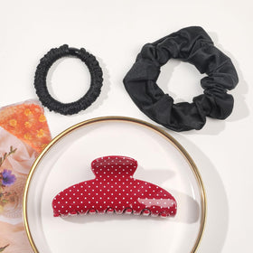 Ivyu with black satin scrunchies styled offers versatile styling options