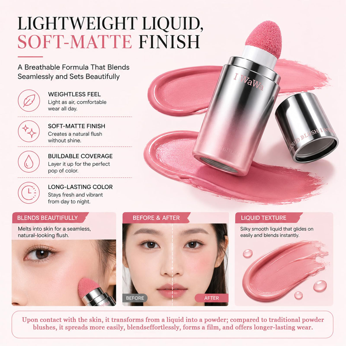 IWAWA application on cheek demonstrating natural radiant finish