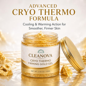 Iwhact Cleanova open jar top view highlighting clean gold gel and spa benefit