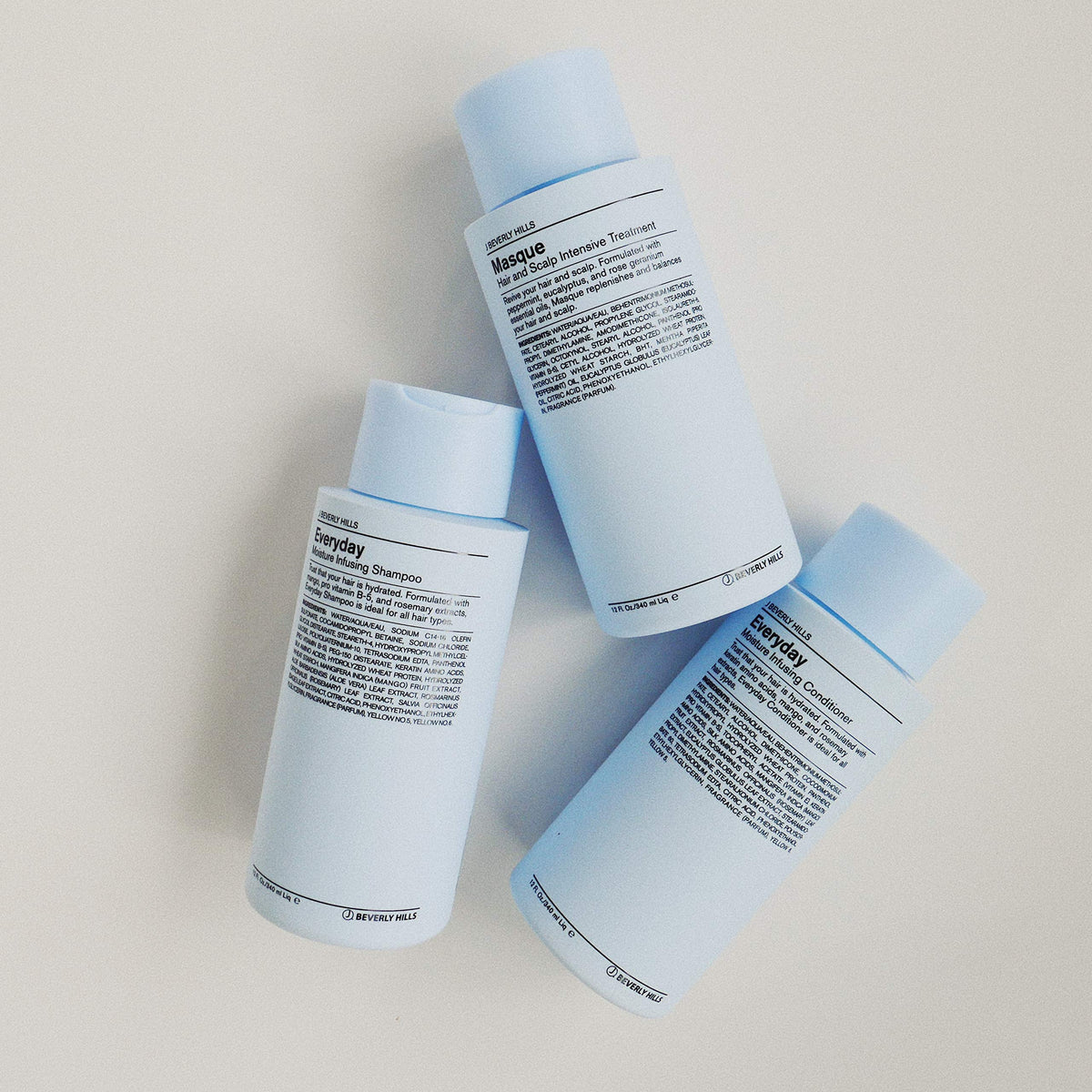 J Beverly Hills shampoo in hands during shower showing simple rinse benefit