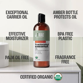 j mac botanicals bottle held in hand to show true 16 ounce scale and convenience
