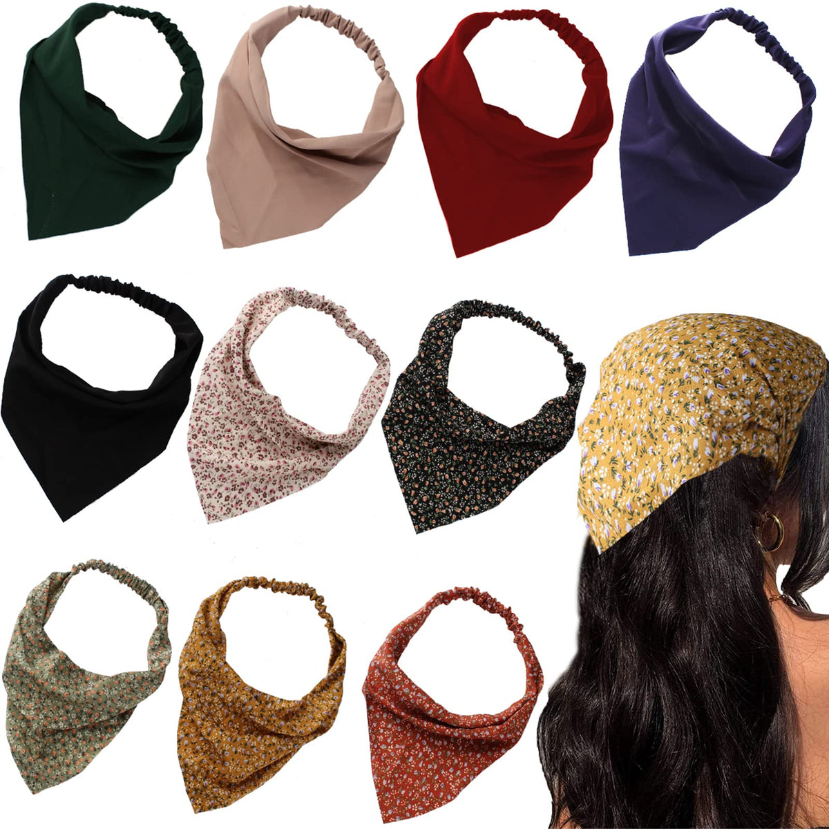 Jaciya floral headscarf front view showing elegant fit and instant style