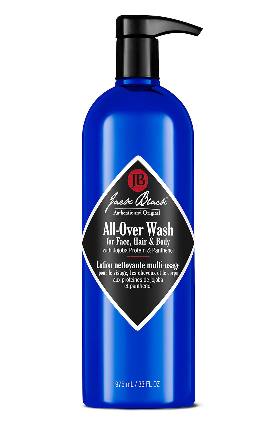 Jack Black front bottle view showing 33 oz label and multi-use benefit