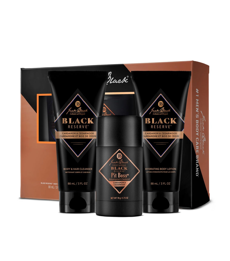 Jack Black front packaging showing full Black Reserve set and confident presentation