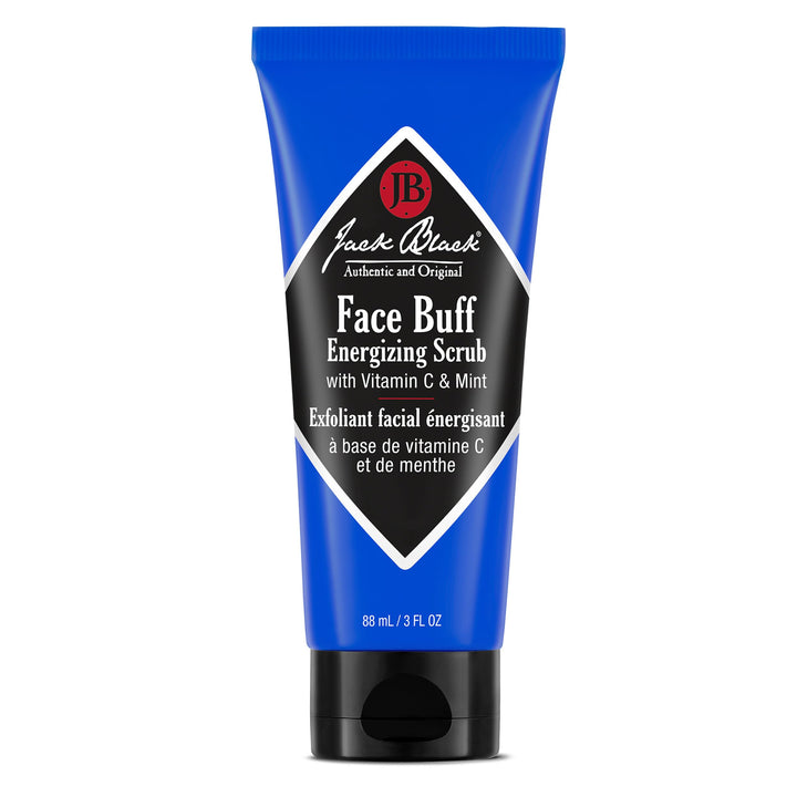 Jack Black Face Buff front packaging showing 3 fl oz tube and brand clarity for easy identification