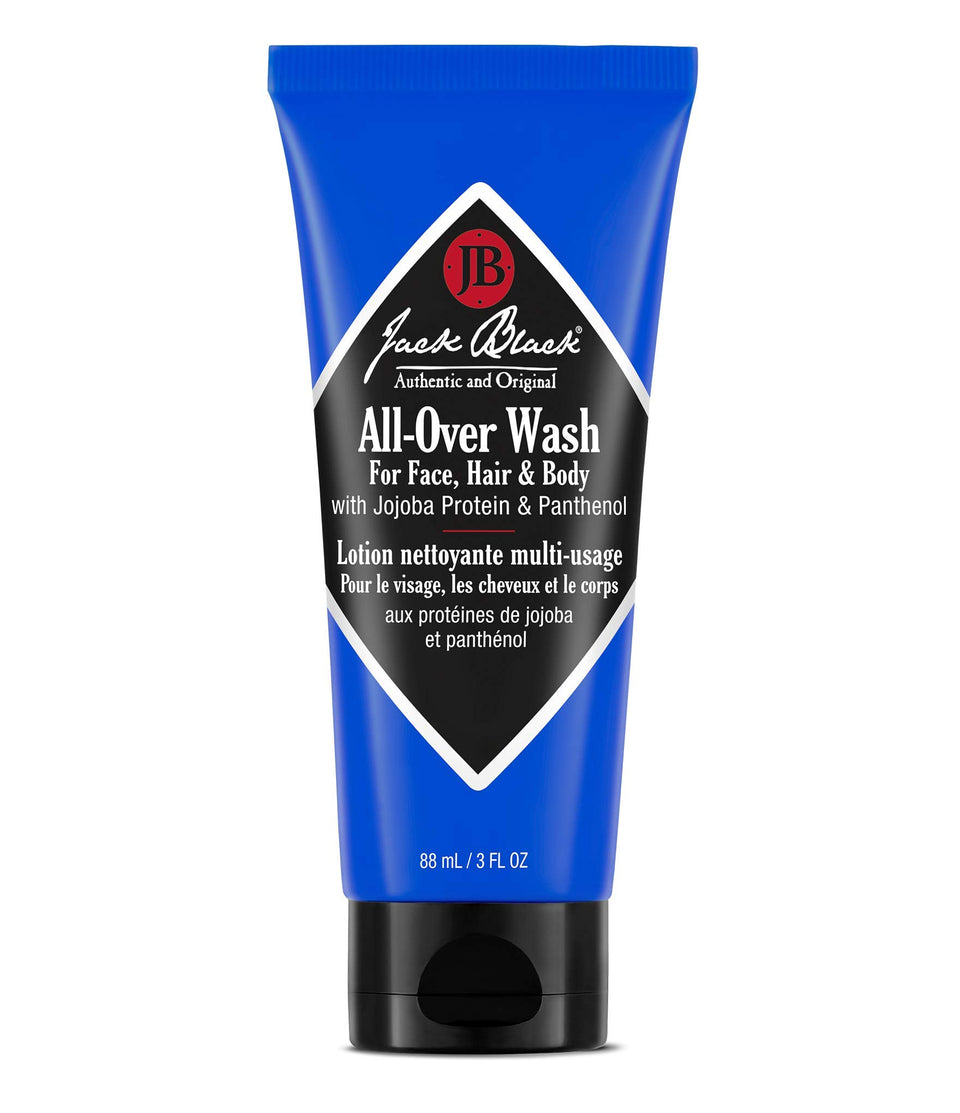 Jack Black front bottle showing label and compact travel size benefit