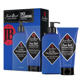 Jack Black front packaging of the cleansing essentials set showing both bottles for clarity and convenience