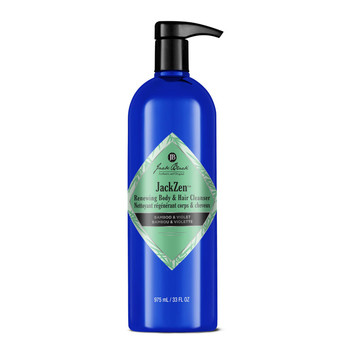 Jack Black JackZen front packaging showing bamboo violet scent and 33 oz size for convenience