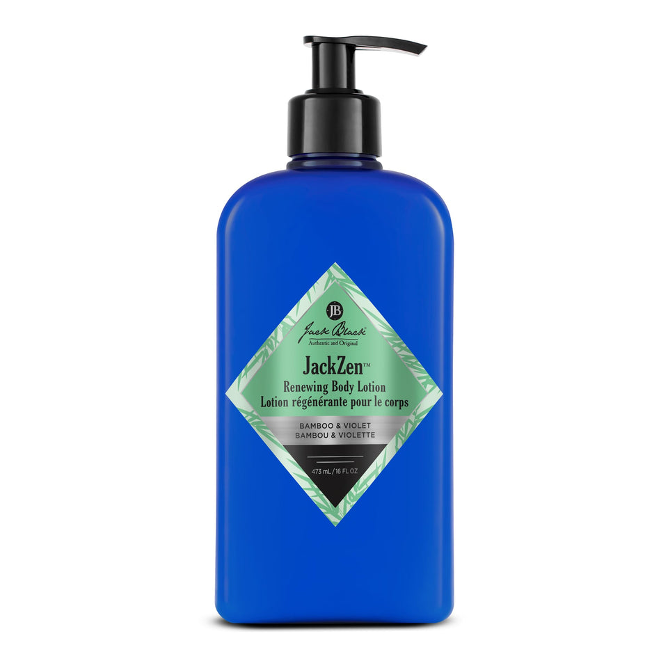 Jack Black Jackzen lotion front packaging showing label and size - benefit: clear product ID
