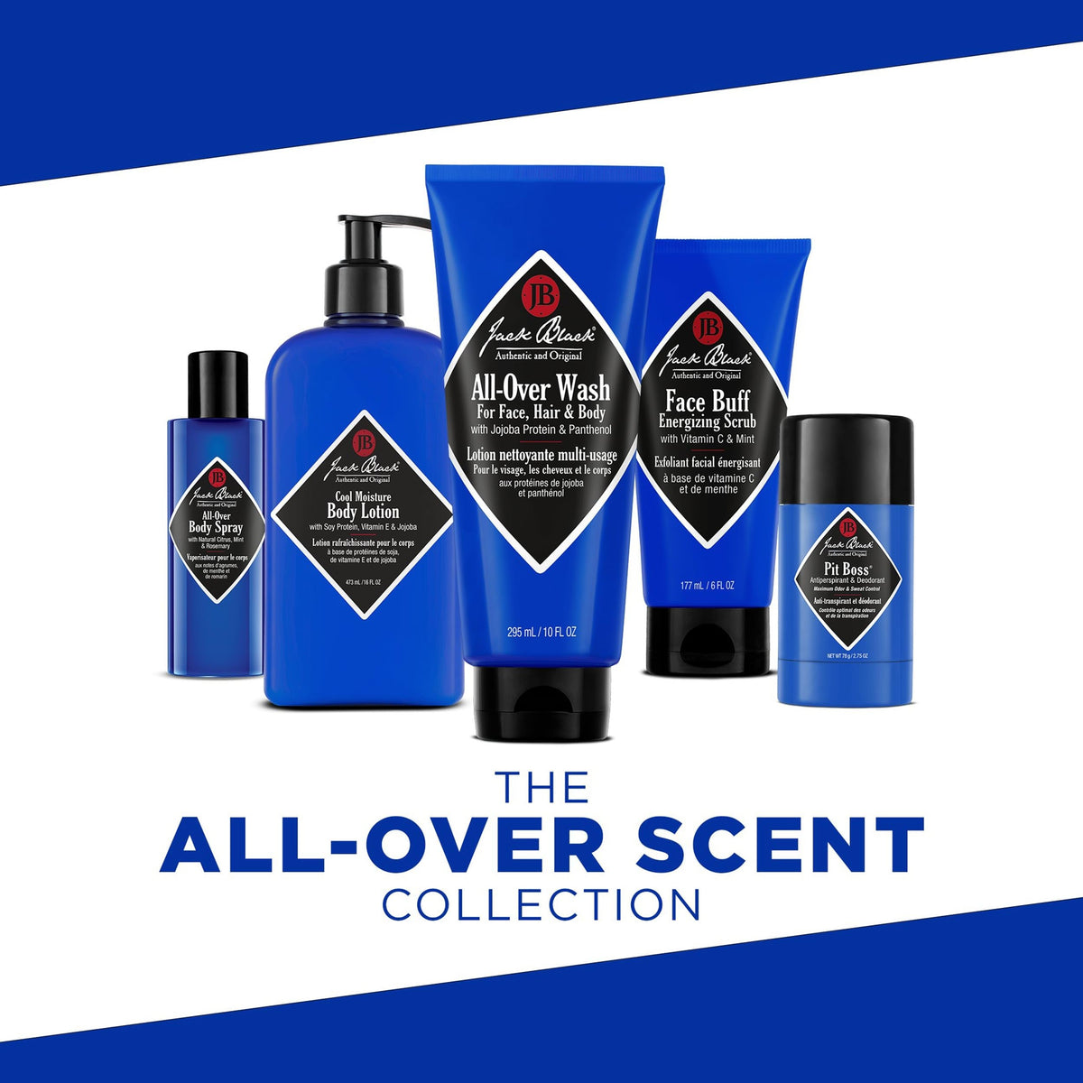 Jack Black lotion placed on bathroom shelf conveying daily routine benefit