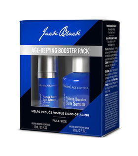 Jack Black booster pack on bathroom vanity conveying daily routine boost
