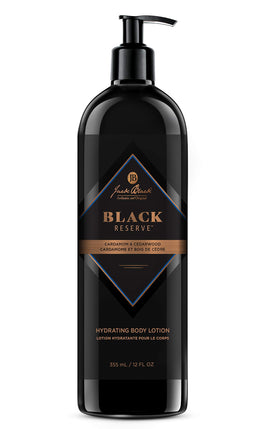 Jack Black Black Reserve lotion front packaging showing size and label, promotes nourishment