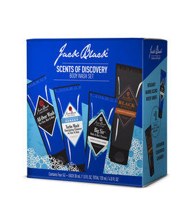 jack black bottle next to credit card to show 1 oz travel size and easy packing
