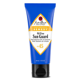 Jack Black front tube showing SPF 45 label and compact travel size benefit