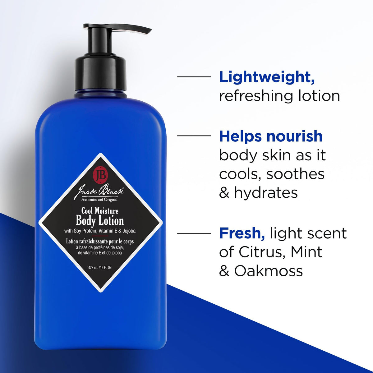 Jack Black lotion texture close-up shows lightweight absorption benefit
