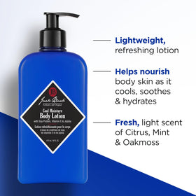 Jack Black lotion texture close-up shows lightweight absorption benefit