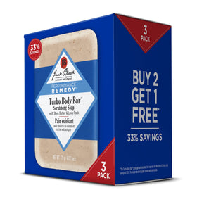Jack Black Turbo Body Bar front packaging showing three soap bars and benefits