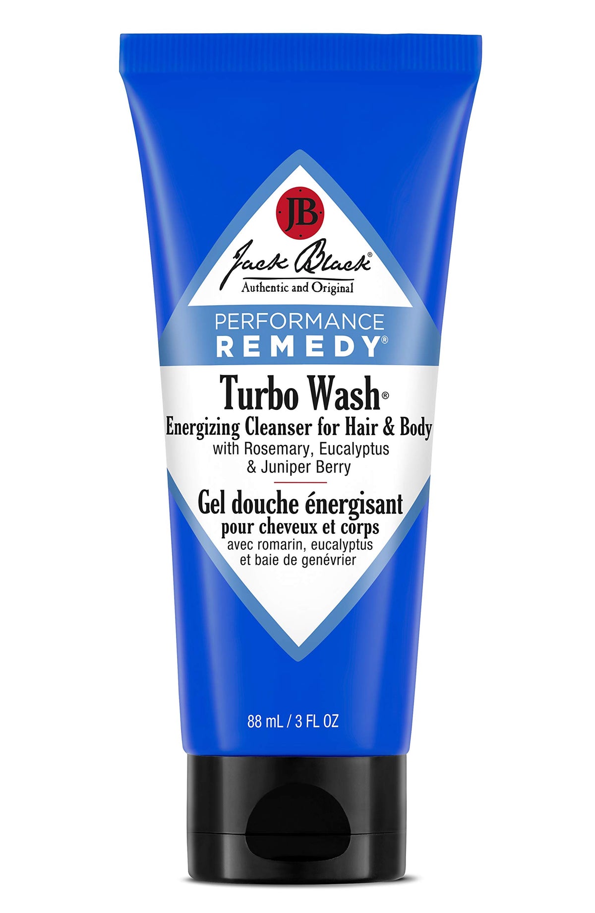 Jack Black Turbo Wash front packaging showing size and branding for travel convenience