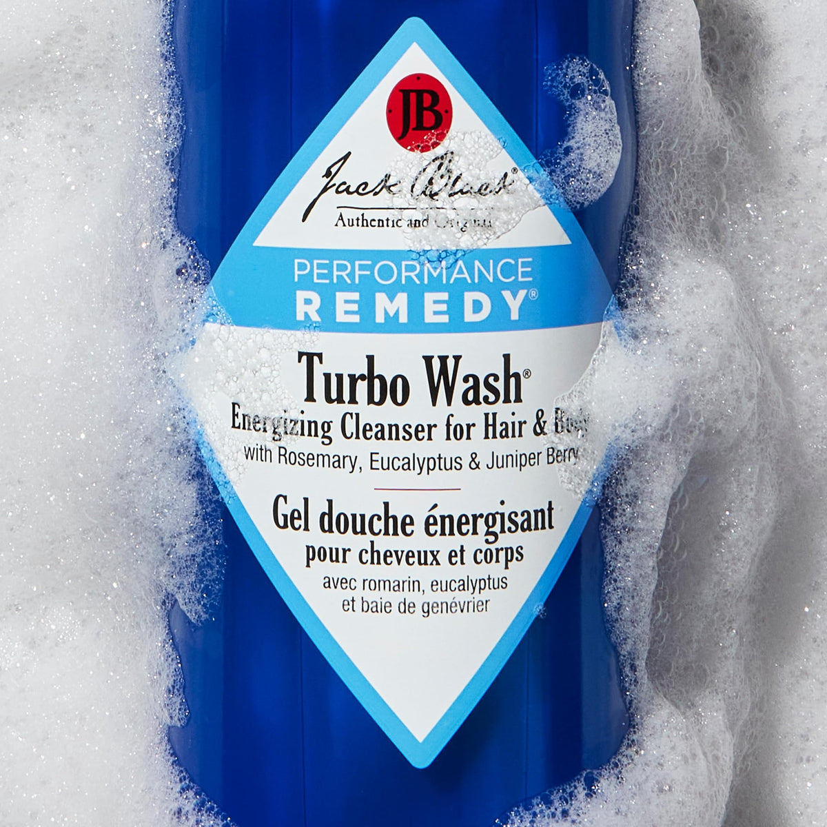 Jack Black Turbo Wash used in shower, showing invigorating aroma and clean finish