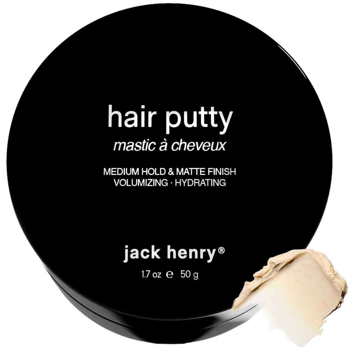 Jack Henry front jar showing clean styling putty and brand benefits