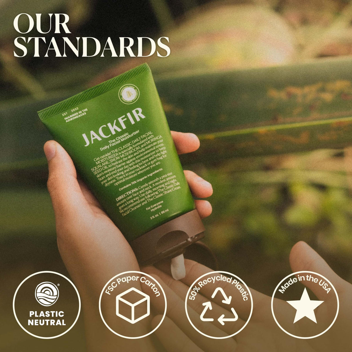 jackfir label close-up showing EWG and organic certifications for safety