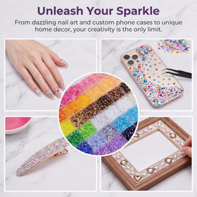 JAFLLMRI open 40-compartment storage box displaying organized 3mm rhinestone colors for easy selection