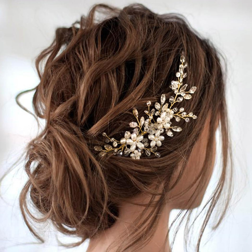 JAKAWIN front view of pearl bridal hair comb showing elegant design and secure comb benefit