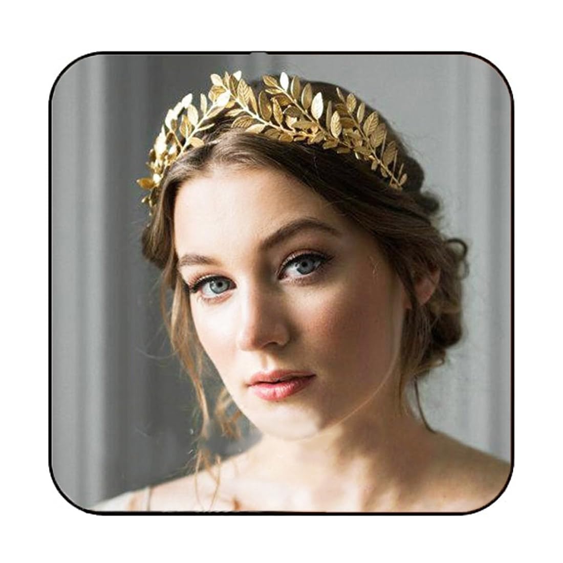 JAKAWIN gold leaf crown front view showing elegant halo effect